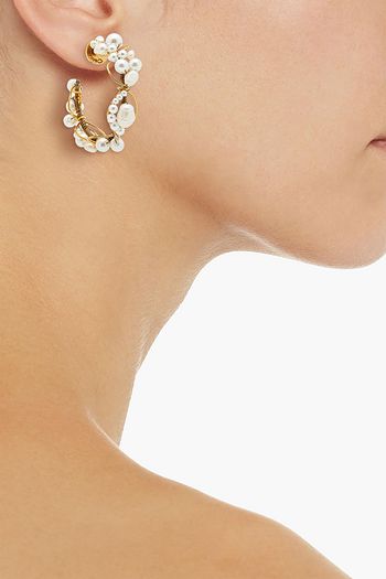 OSCAR DE LA RENTA Goldfarbene Creolen mit Kunstperlen und Zierperlen