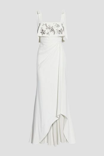 BADGLEY MISCHKA Asymmetric embellished cady gown