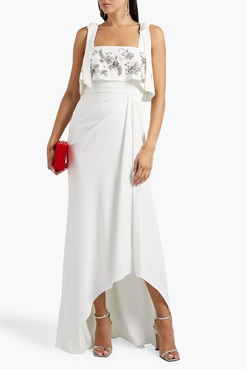 BADGLEY MISCHKA Asymmetric embellished cady gown
