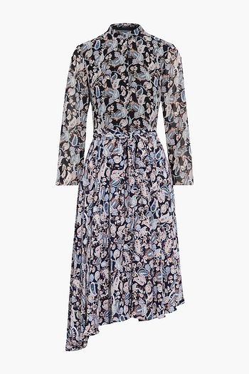 MIKAEL AGHAL Asymmetric printed georgette and crepe de chine dress