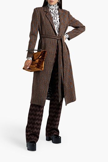 MISSONI Belted crochet-knit cotton-blend coat
