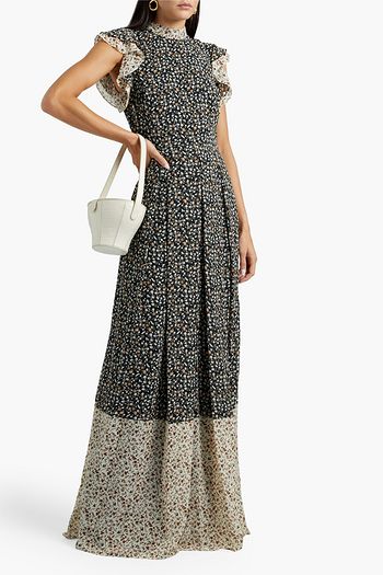 MIKAEL AGHAL Ruffled floral-print georgette gown