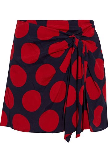 MISSONI Knotted polka-dot silk crepe de chine mini skirt