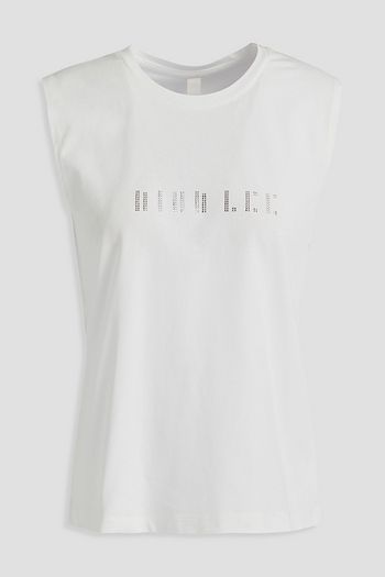 DION LEE Crystal-embellished cotton-jersey tank
