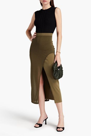 DION LEE Cropped ribbed-knit top