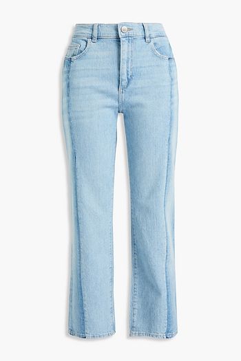 DL1961 Patti cropped distressed high-rise straight-leg jeans