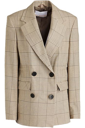 REMAIN BIRGER CHRISTENSEN Double-breasted Prince of Wales checked woven blazer