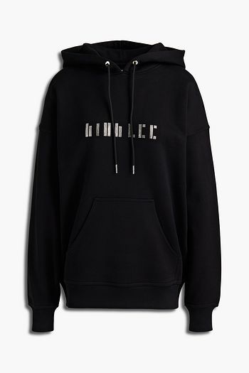 DION LEE Oversized crystal-embellished French cotton-terry hoodie