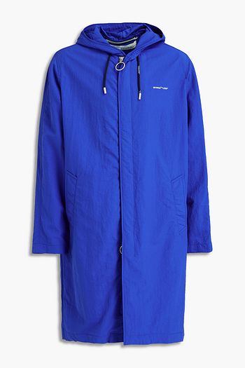 OFF-WHITE™ Printed crinkled shell hooded raincoat