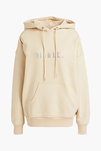 DION LEE Oversized crystal-embellished French cotton-terry hoodie