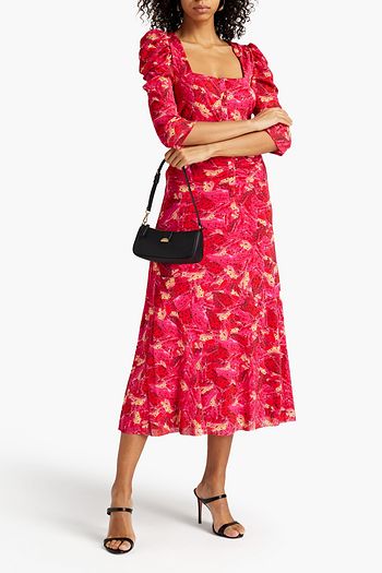 DIANE VON FURSTENBERG Abra Maxikleid aus Stretch-Mesh mit Raffungen und Print