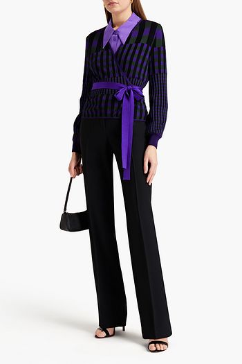 DIANE VON FURSTENBERG Emily checked ribbed-knit wrap sweater