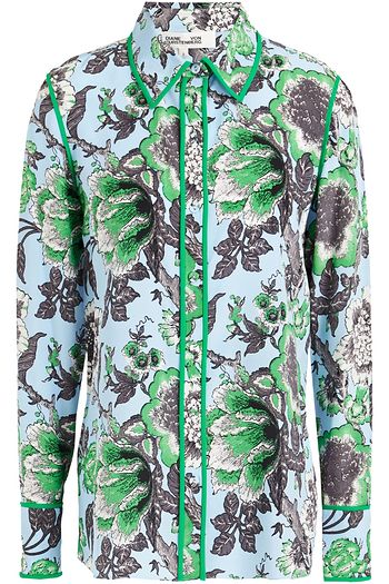 DIANE VON FURSTENBERG Kate floral-print silk crepe de chine shirt