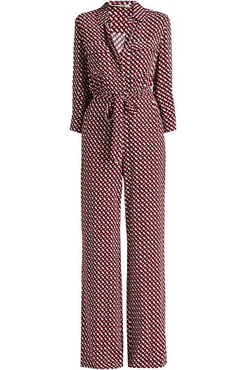 DIANE VON FURSTENBERG Sandt belted printed crepe jumpsuit
