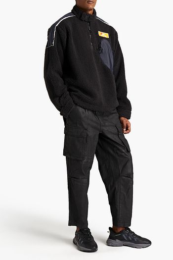 OFF-WHITE™ Logo-appliquéd shell-paneled faux shearling sweatshirt