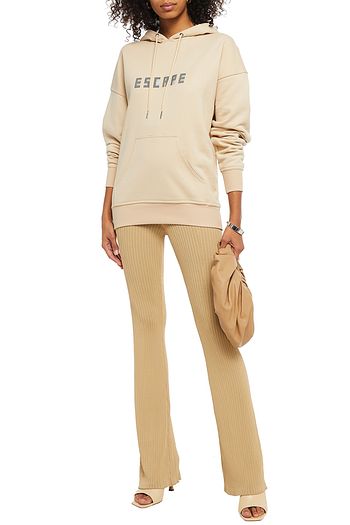 DION LEE Crystal-embellished French cotton-terry hoodie