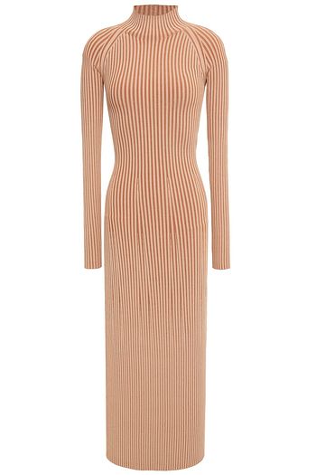 DION LEE Geripptes Midikleid aus Jersey mit Cut-outs und Twist-Detail an der Hinterseite