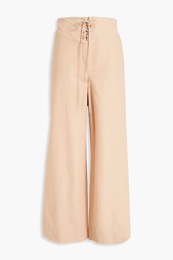 DION LEE Lace-up cotton-blend wide-leg pants