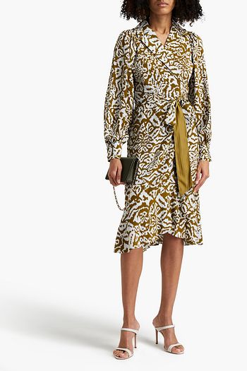 DIANE VON FURSTENBERG Lacey leopard-print silk crepe de chine midi wrap dress