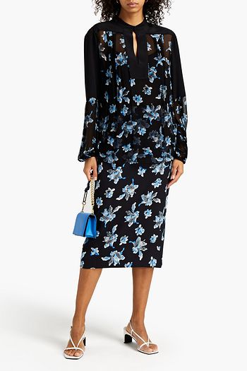 DIANE VON FURSTENBERG Floral-print crepe midi skirt