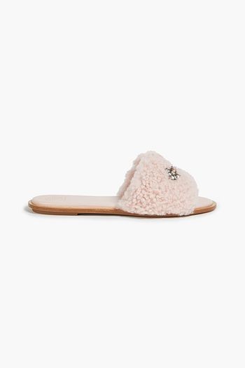 TORY BURCH Aspen crystal-embellished shearling slides