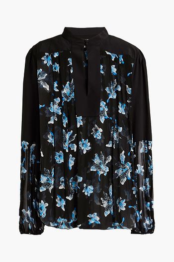 DIANE VON FURSTENBERG Isolde floral-print crepe and silk-georgette top