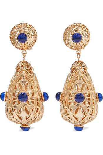 KENNETH JAY LANE 22-karat gold-plated stone clip earrings