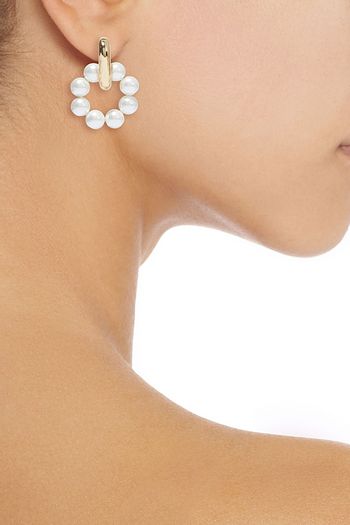 KENNETH JAY LANE Gold-tone faux pearl earrings