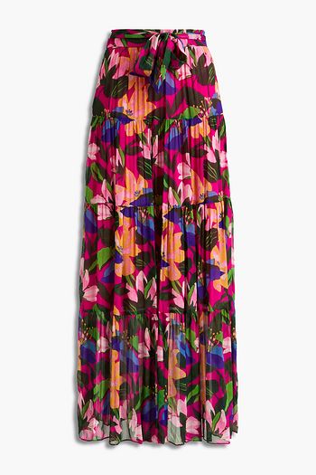 DIANE VON FURSTENBERG Lillian tiered floral-print georgette maxi skirt