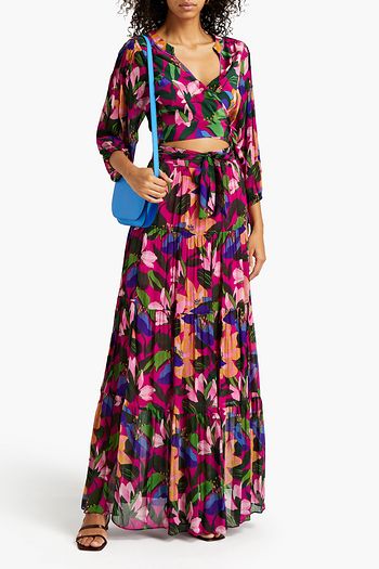 DIANE VON FURSTENBERG Lillian tiered floral-print georgette maxi skirt