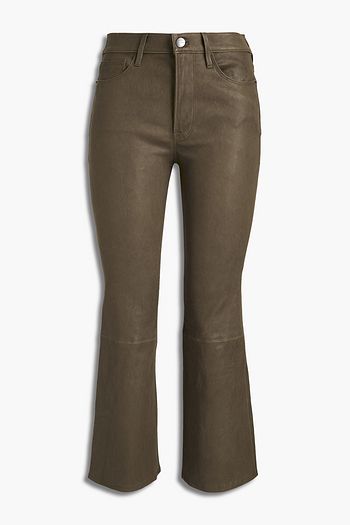 FRAME Le Crop leather bootcut pants