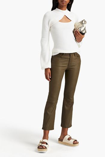 FRAME Le Crop leather bootcut pants