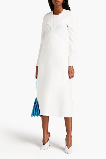 DION LEE Layered stretch-cotton jersey and cady midi dress