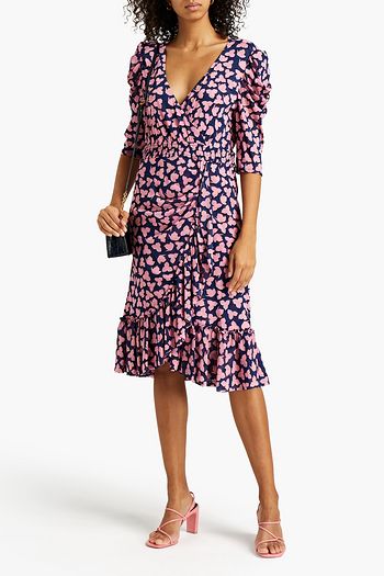 DIANE VON FURSTENBERG Eldoris ruffled printed stretch-mesh midi dress