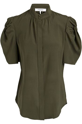 FRAME Washed silk-blend top