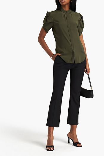 FRAME Washed silk-blend top