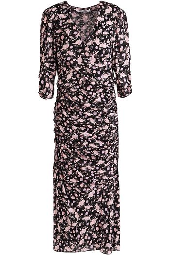 DIANE VON FURSTENBERG Draped floral-print stretch-mesh midi dress