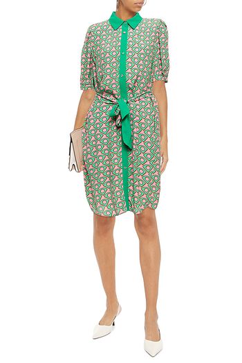 DIANE VON FURSTENBERG Amanda Fun Club bedrucktes Hemdkleid aus Crêpe mit Gürtel