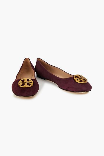 TORY BURCH Chelsea logo-appliquéd suede ballet flats