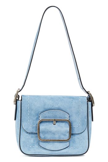 TORY BURCH Sawyer kleine Schultertasche aus Veloursleder mit Schnalle