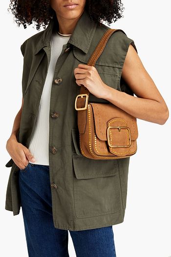 TORY BURCH Sawyer small embellished suede shoulder bag