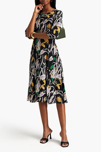 DIANE VON FURSTENBERG Bliss gathered floral-print silk crepe de chine midi dress