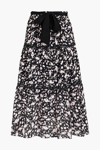 DIANE VON FURSTENBERG Lucia tiered floral-print broderie anglaise cotton midi skirt