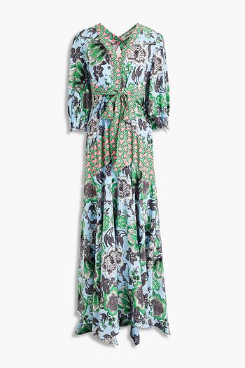 DIANE VON FURSTENBERG Gaines patchwork-effect cutout printed silk crepe de chine maxi dress