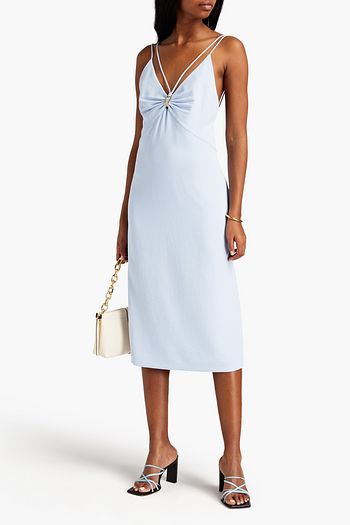 DION LEE Gathered piqué midi slip dress