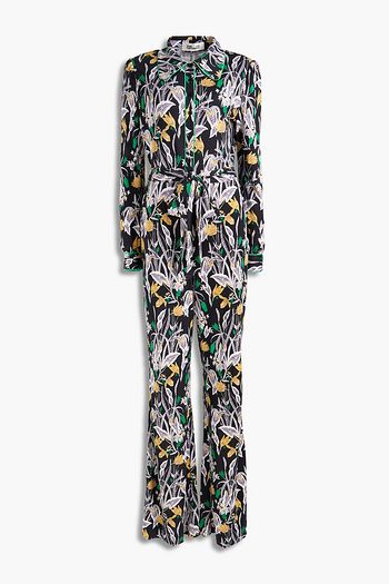 DIANE VON FURSTENBERG Belted floral-print silk-jersey jumpsuit