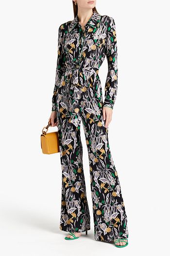DIANE VON FURSTENBERG Belted floral-print silk-jersey jumpsuit
