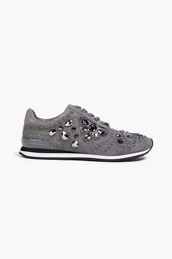 TORY BURCH Scarlett Runner embellished suede sneakers