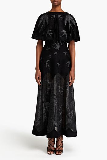 ALAÏA Velour-paneled metallic jacquard cape