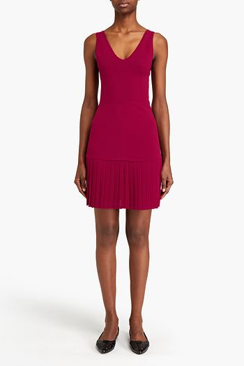ALAÏA Charleston pointelle-trimmed pleated stretch-knit mini dress